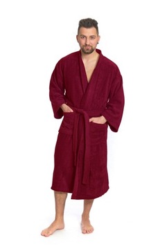 Interkontakt Szlafrok męski KIMONO Bordowy L