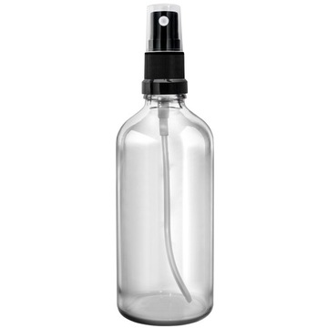 BUTELKA SZKLANA 100ml BEZBARWNA Z ATOMIZEREM CZARNYM SPRAY