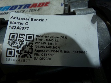 BMW G01 G02 G05 G06 G07 G11 G12 G20 G26 G82 F98 STARTÉR 8671505