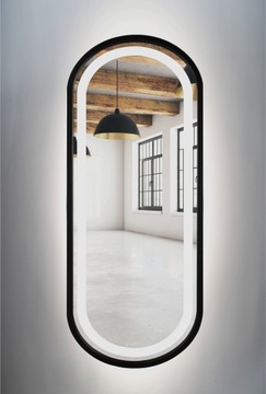 ОВАЛЬНОЕ ЧЕРНОЕ ЗЕРКАЛО СВЕТОДИОДНОЕ 55x120, ПЕСКООБРАБОТКА