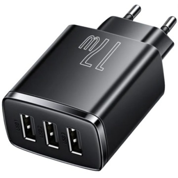 MOCNA ŁADOWARKA SIECIOWA DO TELEFONU TABLETU BASEUS ZASILACZ 3xUSB 3.4A 17W