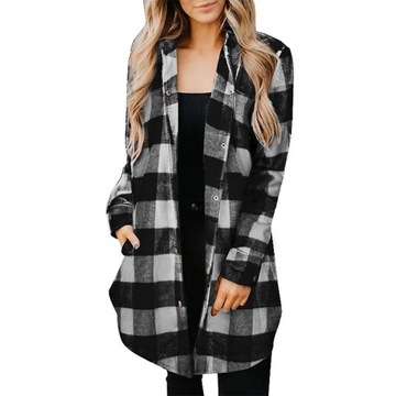 Women Plaid Print Blouse Shirt Autumn Female Turn