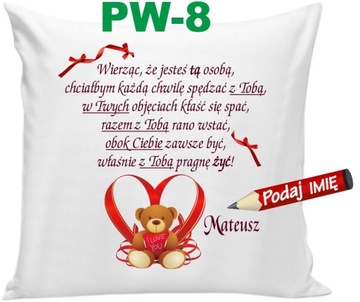 Poduszka na Walentynki ona on żona mąż + Imię imiona WZORY