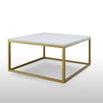 stolik ława kawowy LOFT salon 65x65cm złoty biały
