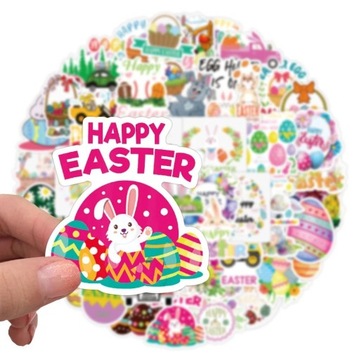 NAKLEJKI STICKERS WLEPKI MIX WIELKANOC 50 szt