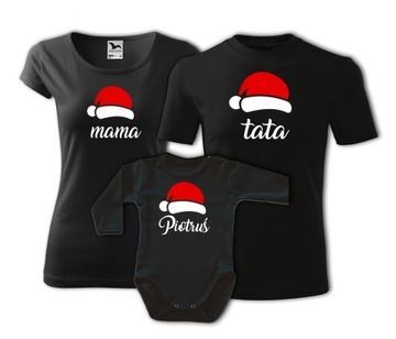 Zestaw na święta MAMA TATA DZIECKO Czapki Mikołaja