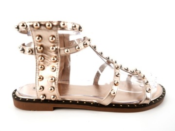 ЖЕНСКИЕ САНДАЛИИ ЦВЕТА ШАМПАНСКОГО С ШИПАМИ R38