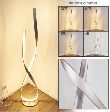 LAMPA PODŁOGOWA STOJĄCA LED SREBRNA PIĘKNA ŚRUBA