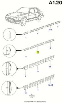 Накладка левая FORD Escort/Orion 1986-1990 (DA) OE 1647023