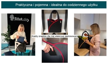 Torba na zakupy Shopper ekologiczna filcowa - szara/antracytowa lamówka