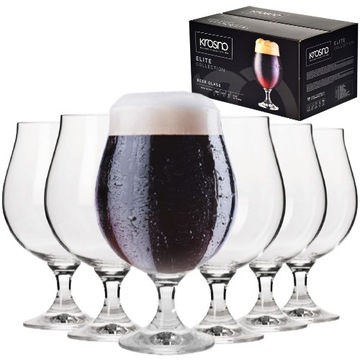 Kufel do piwa pokal na nóżce KROSNO 500ml pękaty i wygodny do mycia ELITE