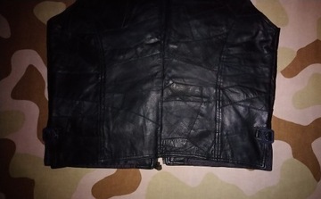 KAMIZELKA SKÓRZANA MĘSKA SKÓRA OWCZA BEZRĘKAWNIK ELAZAR LEATHER _XXL_ ŁATKI