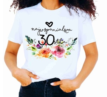 Damska koszulka PREZENT na URODZINY 30 40 50 T-shirt urodzinowy 5XL