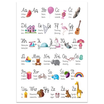 PLAKAT EDUKACYJNY DO NAUKI typu MONTESSORI - PREZENT - DUŻY FORMAT A3