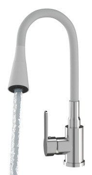 КУХОННЫЙ Смеситель БЕЛЫЙ ГИБКИЙ ИЗЛИК ФЛЕКСО ЛЕНТА ХРОМ ГИБКИЙ ИЗЛИК