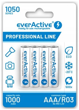 4 x R03/AAA everActive 1000 мАч НОВОГО поколения