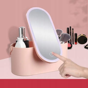 Pudełko do przechowywania makijażu z lustrem LED