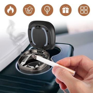 АВТОПЕПЕЛЬНИЦА СВЕТОДИОДНАЯ КОРЗИНА ВМЕСТО КРУЖКИ УНИВЕРСАЛЬНАЯ