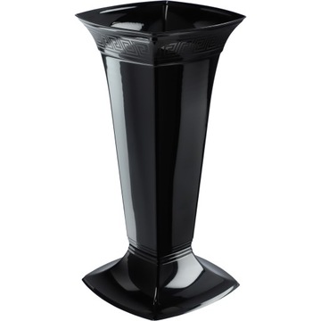 WAZON FLAKON NA CMENTARZ 39cm KWIATY ŻYWE SZTUCZNE GRÓB PLASTIKOWY CZARNY