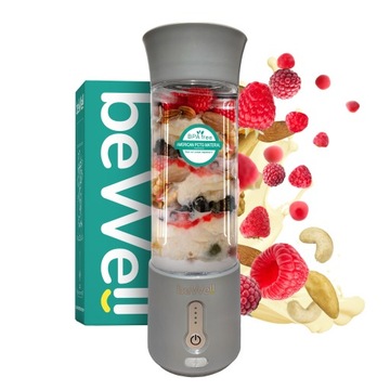 BLENDER BEZPRZEWODOWY beWell DO SMOOTHIE KOKTAJLI SZARY