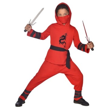 Kostium Strój dziecięcy Wojownik Ninja czerwony Ninjago 6-8 lat 116-128 cm
