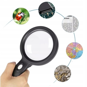 LUPA PODŚWIETLANA DO CZYTANIA SZKŁO POWIĘKSZAJĄCE 10x Z LAMPKAMI 12LED PRO