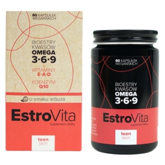 ESTROVITA TEEN SKIN KWASY OMEGA 3,6,9, KOENZYM Q10 60 KAPSUŁEK