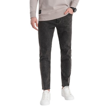 Męskie jeansowe spodnie marmurkowe SLIM FIT czarne V3 OM-PADP-0146 L