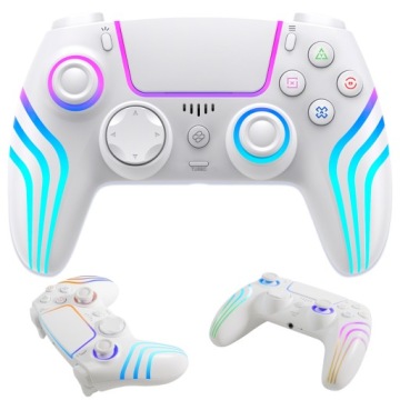 Bezdrátový Ovladač PS4 Pc Bílý Rgb 2 Vibrační Motory Akcelometr Blade