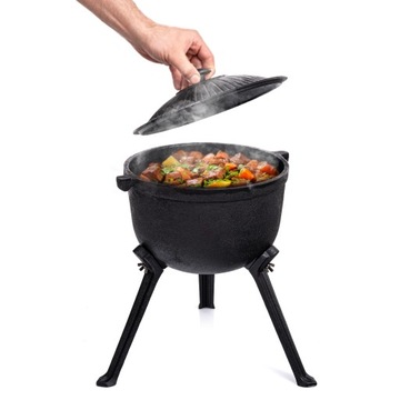 ЧУГУННЫЙ КАУДЕЛЬ, Венгерский охотничий котелок, жареное мясо, 8л, для камина ГРИЛЬ