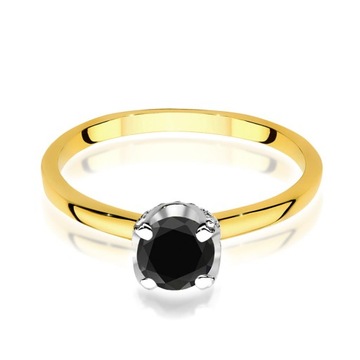 Złoty pierścionek zaręczyny 585 Czarny Brylant ODBIERZ GRATIS BRANSOLETKĘ