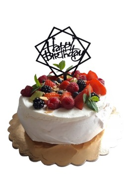 Topper HAPPY BIRTHDAY wycinany laserowo CZARNY +