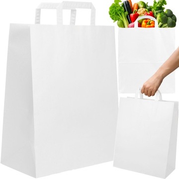 TORBA PAPIEROWA CATERINGOWA BIAŁA 260/140/320mm 26/14/32cm EKO KRAFT 1SZT