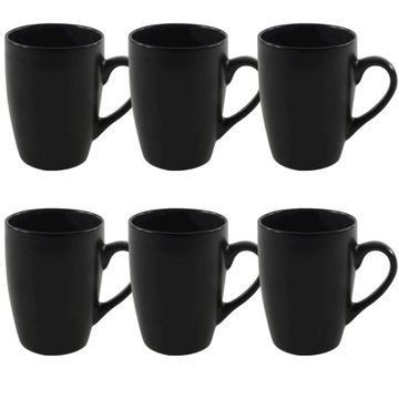 Kubki ceramiczne czarne matowe BLACK 340 ml 6 szt