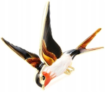 Broszka boho ptaszek Złoty ptak Przypinka na prezent modna pin kolorowy