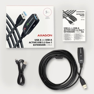 Активный удлинительный кабель/усилитель Axagon USB 3.2 Gen 1 от A-M до A-F, 5 м