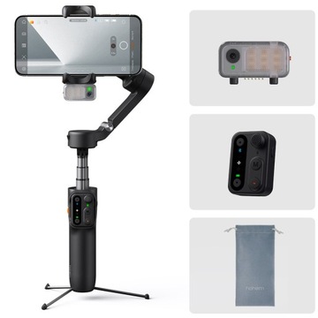 Gimbal 3-osiowy, wysięgnik do telefonu Hohem iSteady V3 Czarny z lampą LED