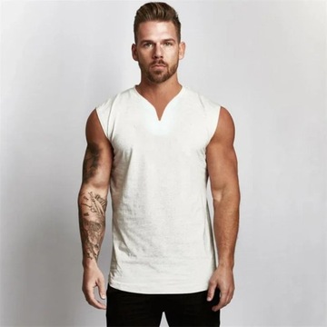 Gym Clothing V Neck Cotton Bodybuilding Tank Top M