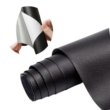 САМОКЛЕЙЧИВАЯСЯ КОЖА ЭКО-КОЖА ДЛЯ ОБИВКИ КЛЕЙНЫЕ НАШИВКИ ЧЕРНЫЕ 140Х50 СМ