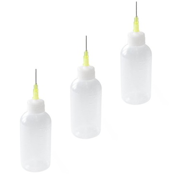 BUTELKA Z IGŁĄ HDPE APLIKATOR DOZOWNIK NA PŁYN CHEMIĘ UNIWERSALNY 50ml 3szt