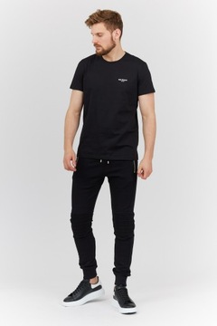 BALMAIN Czarny t-shirt męski z aksamitnym logo S