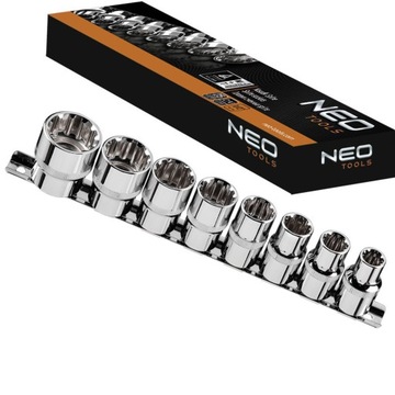 НАБОР НАСАДОК NEO Tools SPLINE 1/2, 8 ШТ. ПОЛОСОК 10–24 ММ 08-651