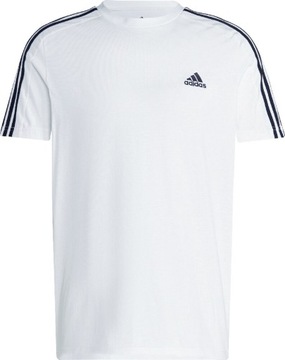 KOSZULKA MĘSKA ADIDAS ESSENTIALS SINGLE JERSEY 3-STRIPES TEE BIAŁA r XL