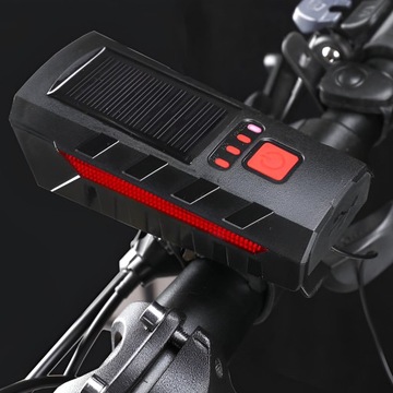 PRZÓD TYŁ ZESTAW LAMP ROWEROWYCH LATARKA ŚWIATEŁKO AKUMULATOROWE + KLAKSON