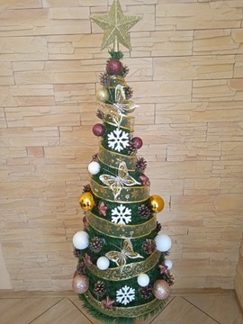 Елка на стволе, конус, 200 см, со светодиодным декором.