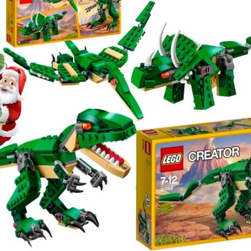 LEGO CREATOR 3W1 DINOZAURY TREX PTERODAKTYL TRICERATOPS POTĘŻNE DINOZAURY
