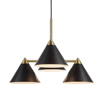 Czteropunktowa czarna lampa wisząca stożek