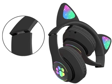 БЕСПРОВОДНЫЕ НАУШНИКИ CAT EAR СВЕТОДИОДНЫЙ BLUETOOTH РАДИО FM MP3