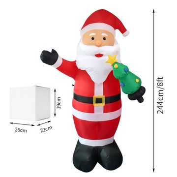 DMUCHANY MIKOŁAJ CHOINKOWE GWIAZDOR Z LAMPKI LED 244CM