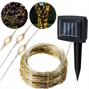 СОЛНЕЧНАЯ ГИРЛЯНДИЯ 12м САДОВАЯ ПРОВОДНАЯ ЦЕПЬ 100 LED